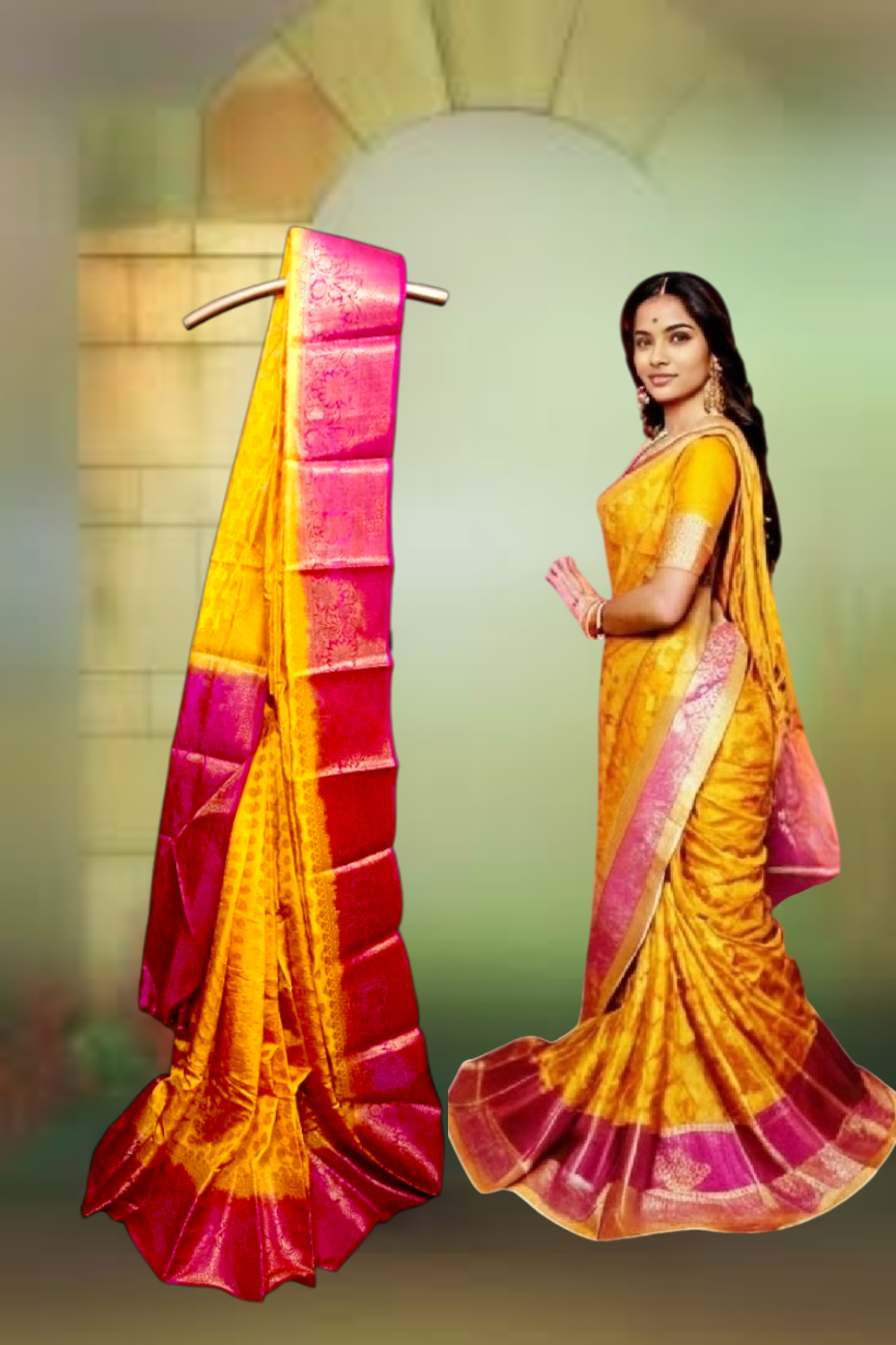 Jacquard Yellow Silk Saree