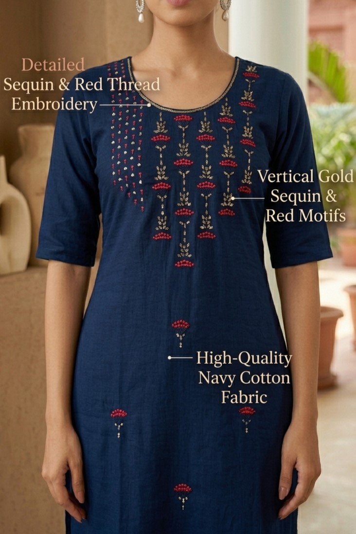 Navy Blue Kurti - Image 2