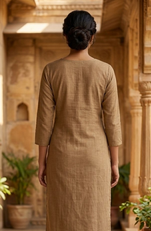 Brown Cotton Kurti - Image 3