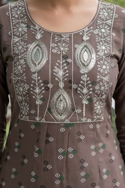 Brown Colour Embroided Kurti - Image 2