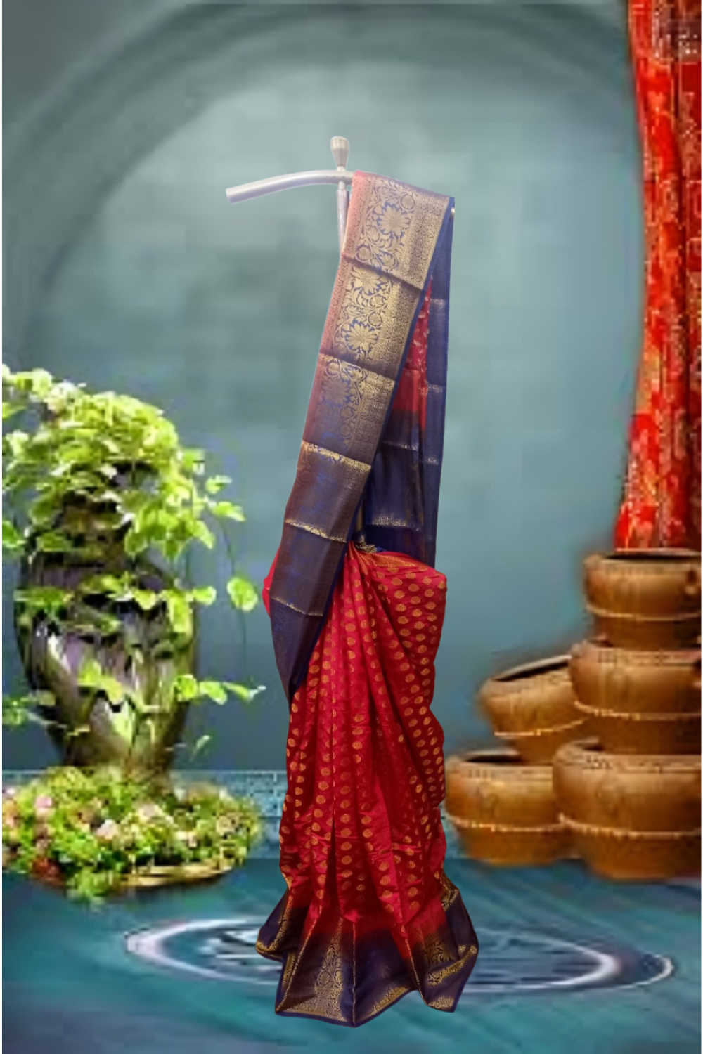 Jacquard Red Silk Saree
