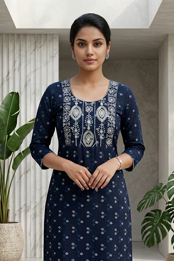 Forest Green Rayon Frill Kurti