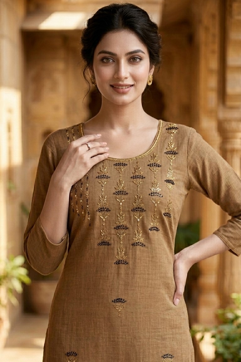 Brown Cotton Kurti