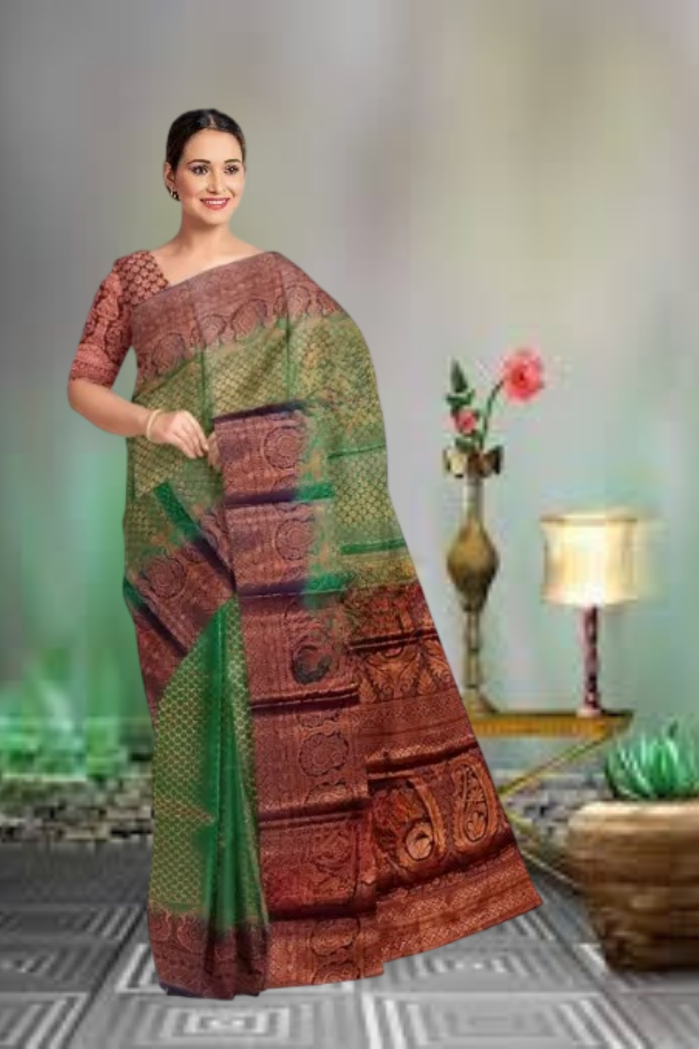 Jhilmil Green Silk Saree