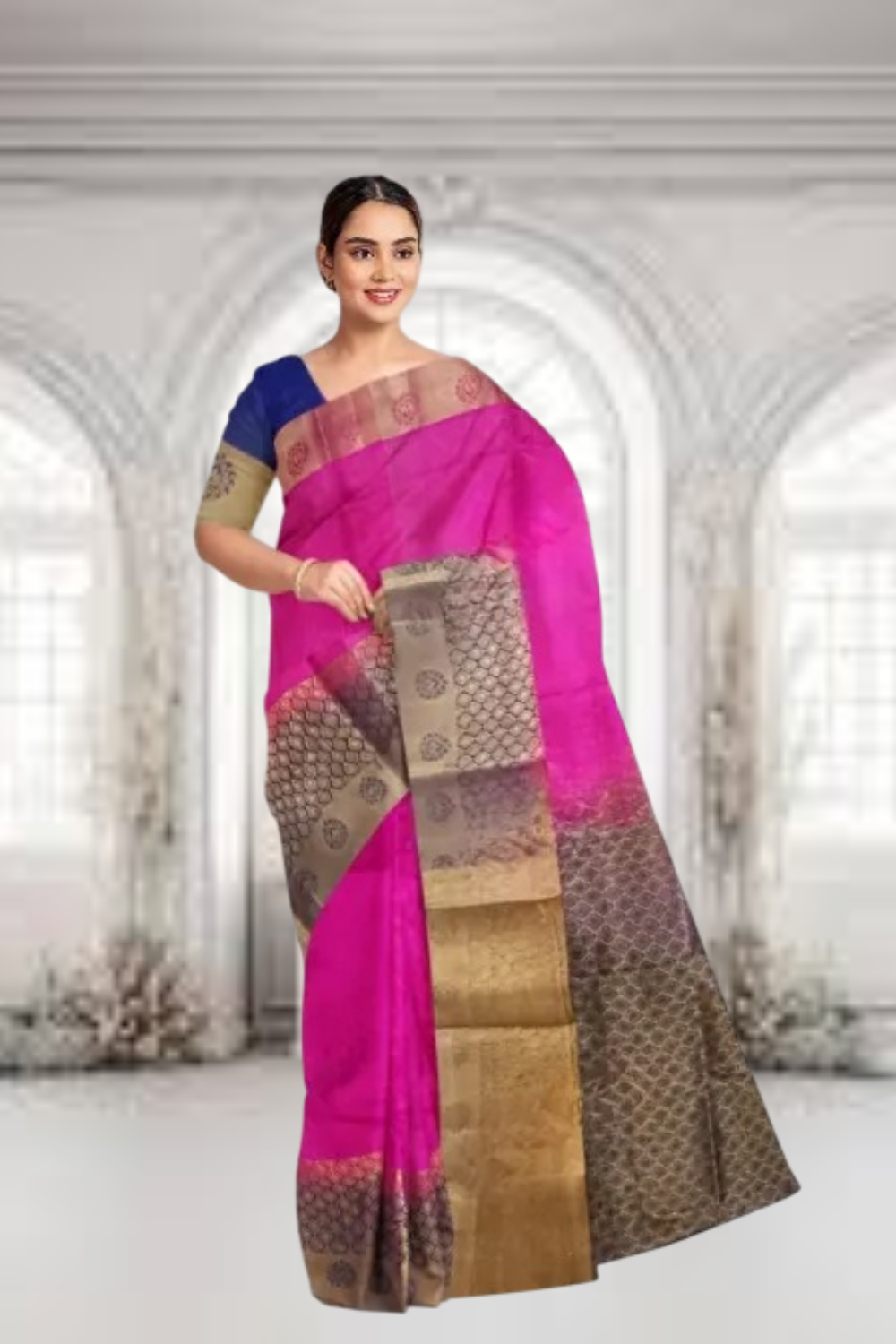 Jhilmil Rani Pink Silk Saree