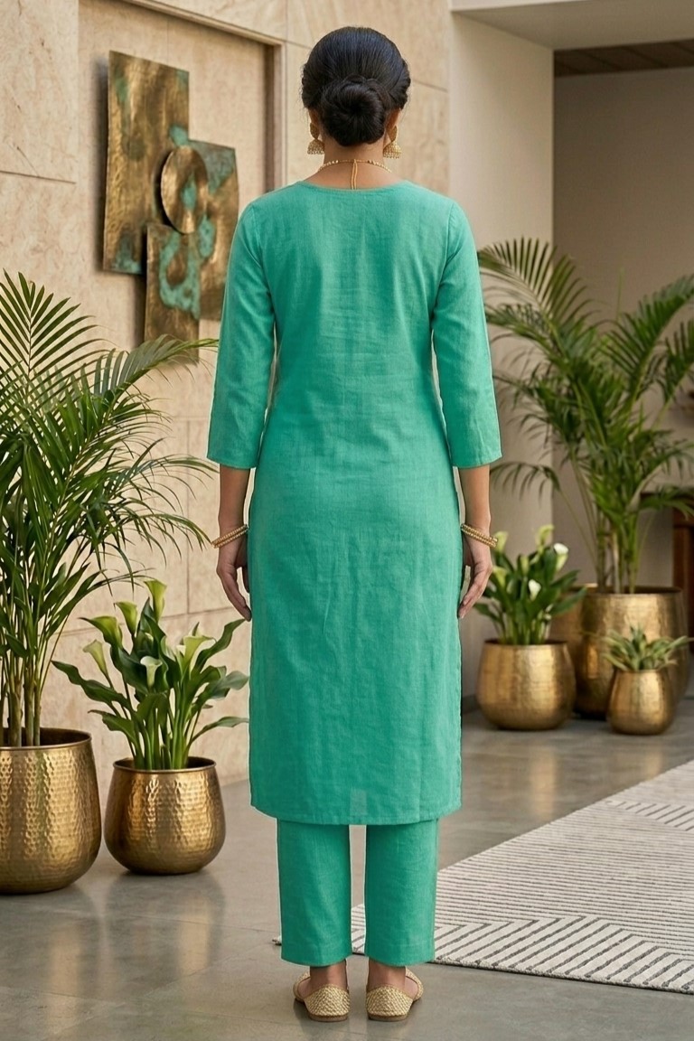 Green Cotton Kurti - Image 3