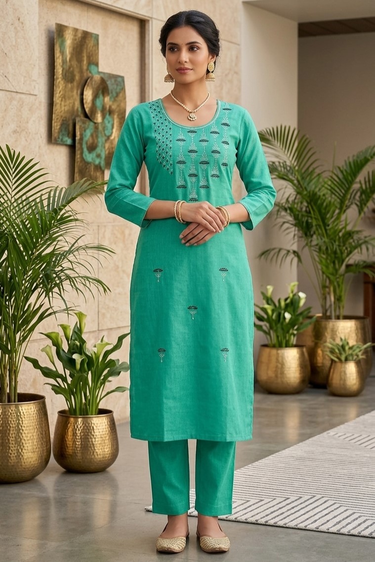 Green Cotton Kurti