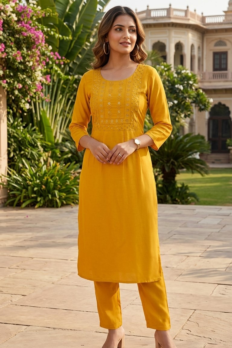 Yellow Frill Kurti
