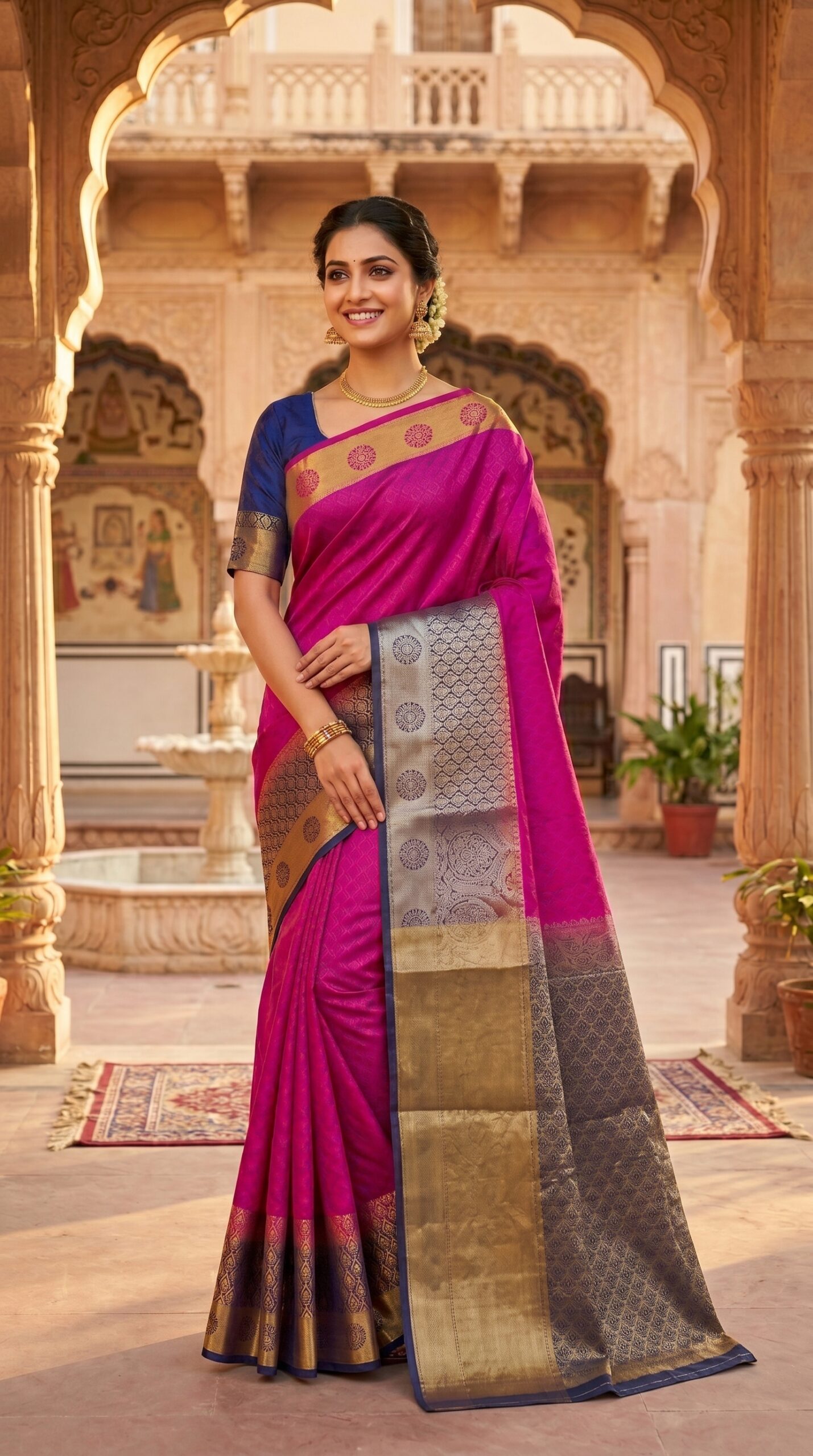 Jhilmil Rani Pink Silk Saree