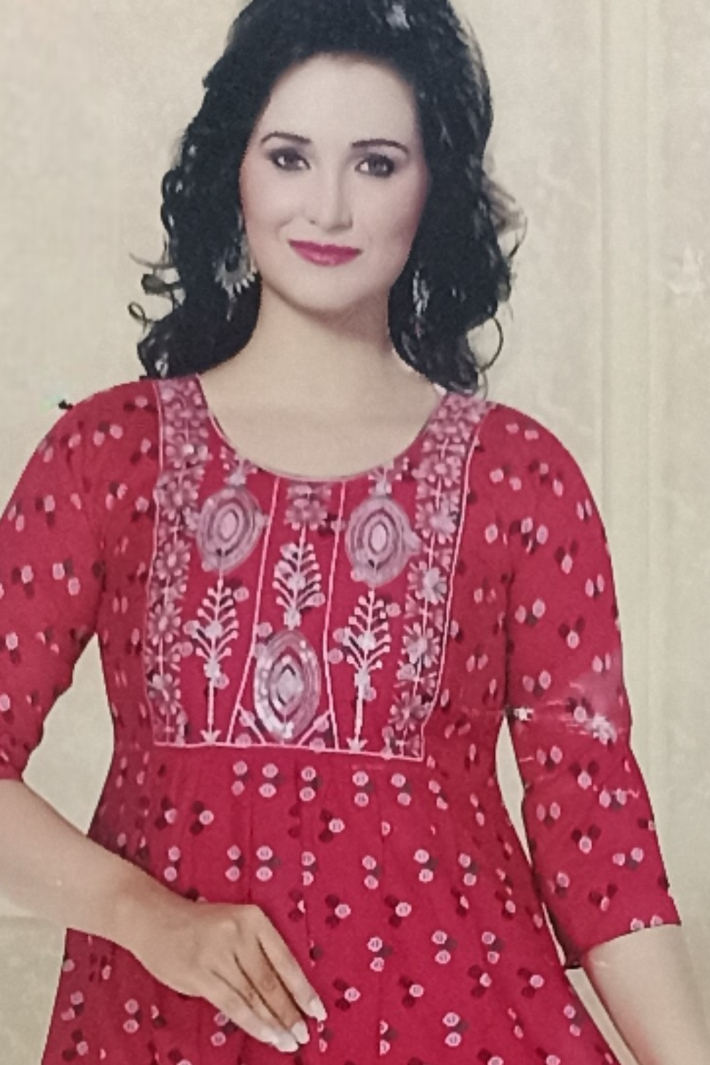 Pink Rayon Frill Kurti