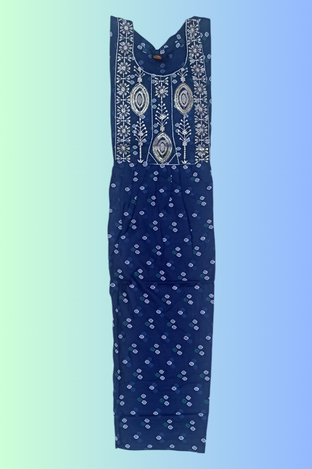 Cherry Blue Rayon Frill Kurti - Image 5
