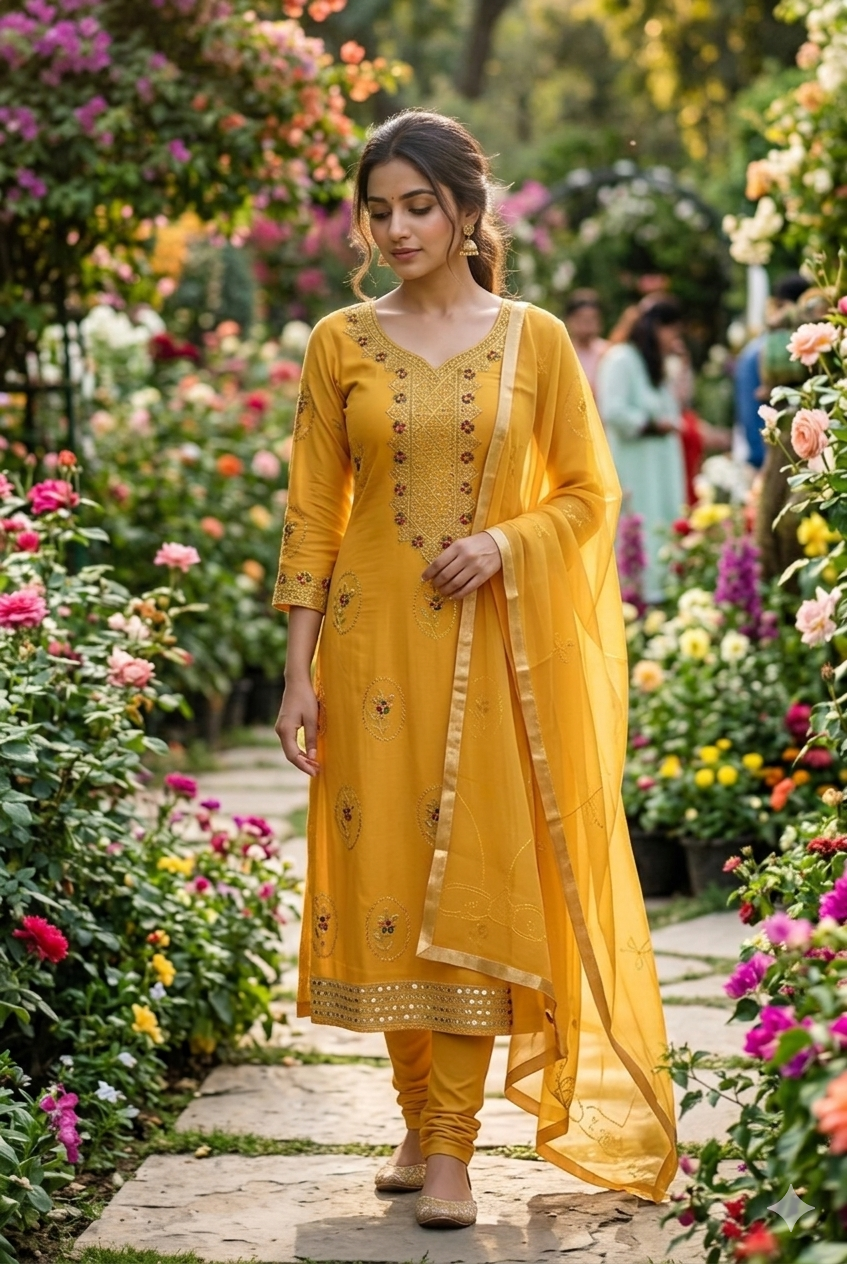 Yellow Cotton Suit Salwar Dress Material