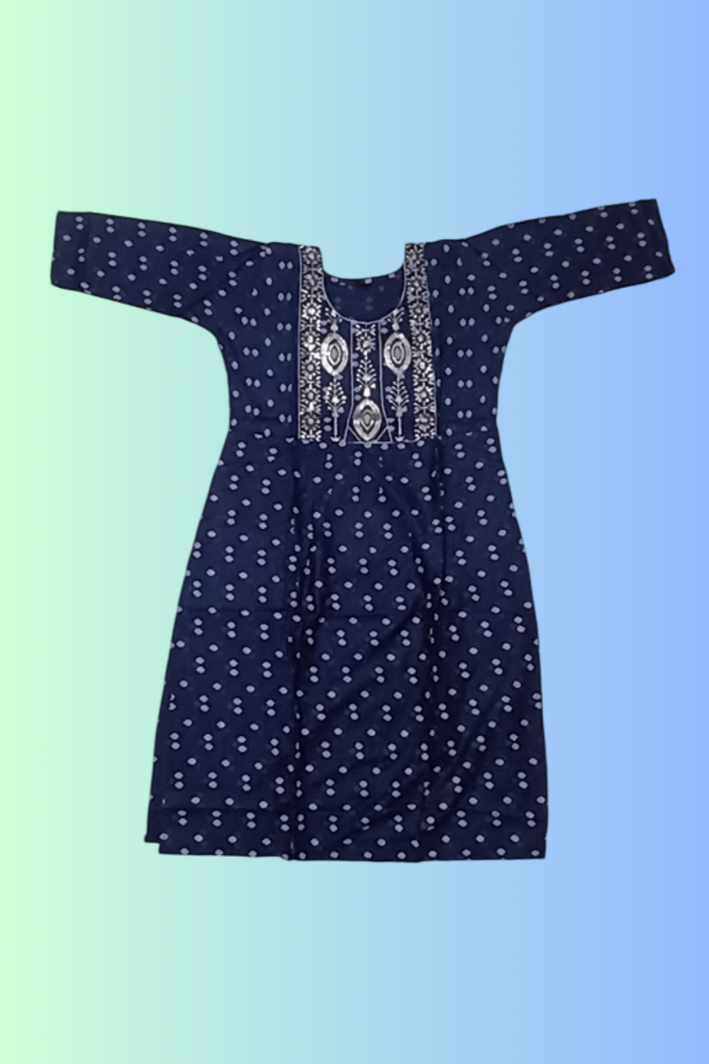 Cherry Blue Rayon Frill Kurti - Image 3