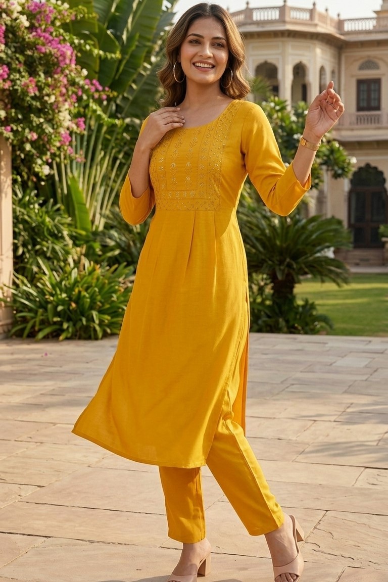 Yellow Frill Kurti - Image 2