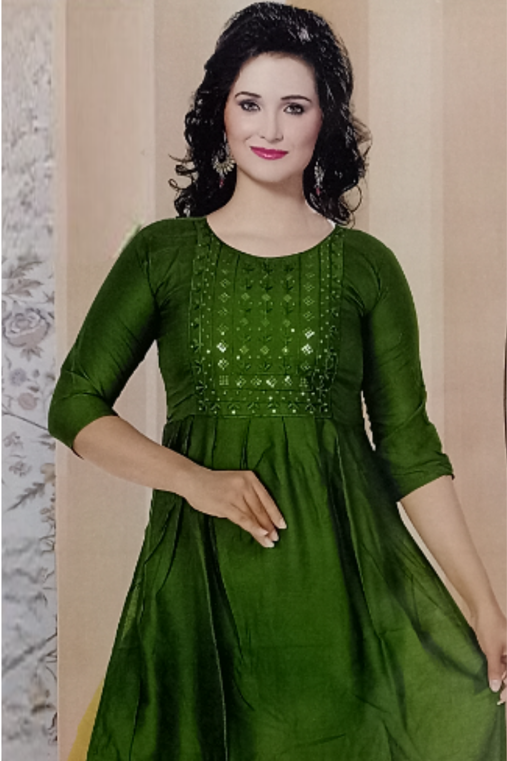 Mehendi Green Frill Kurti