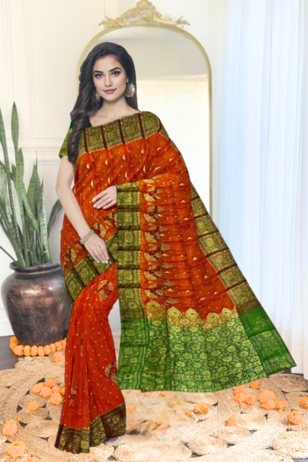 Soft Silk Orange Saree