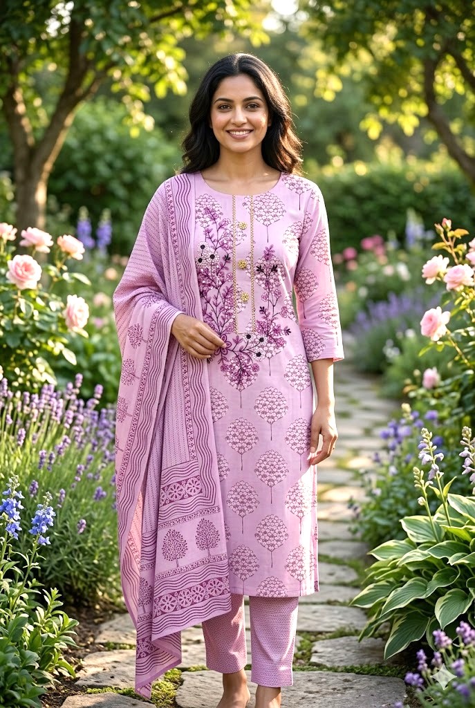 Cotton Printed Suit Salwar Dress Material With Dupatta