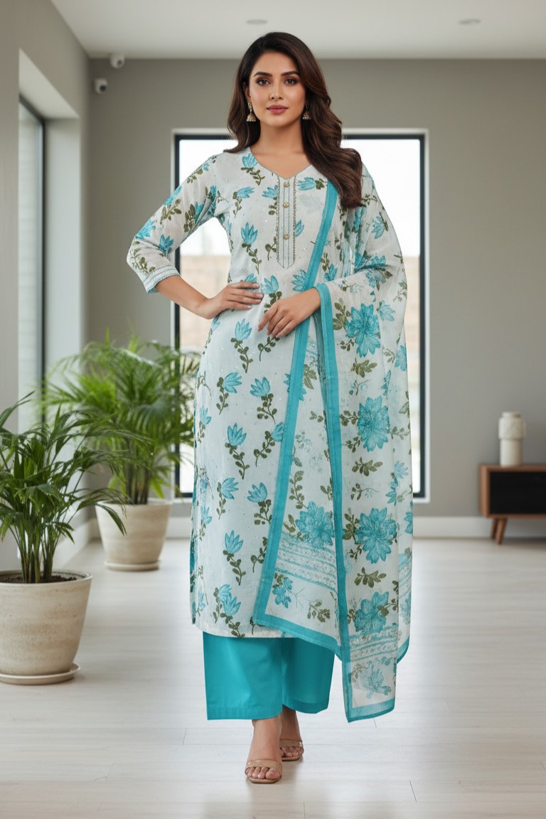 Cotton Printed Suit Salwar Dress Material With Dupatta