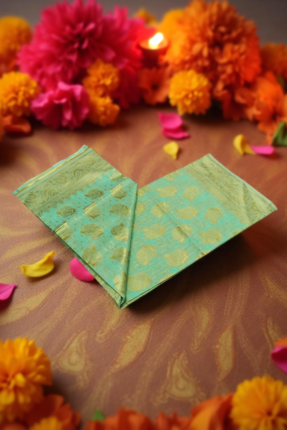 Nakshi Kantha Mint Green Saree
